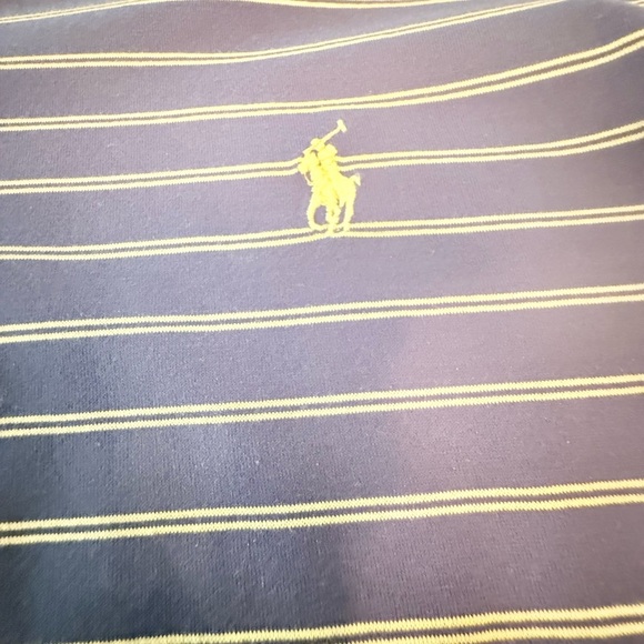 Polo Golf by Ralph Lauren Blue/Yellow Striped Polo Long Sleeve Shirt size Large - Picture 6 of 11